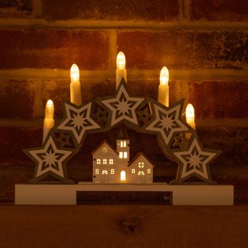 Star and Village Candle Bridge - Christmas Decoration