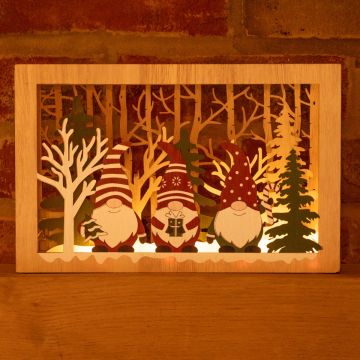 LED Woodland Gonks Scene - Christmas Decoration 