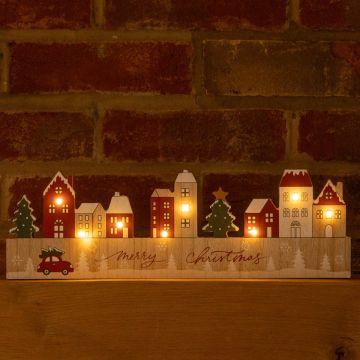 LED Wooden Village Scene - Christmas Decoration 
