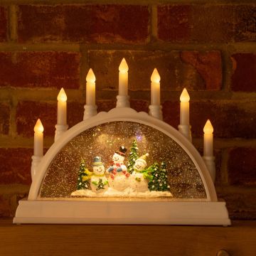 Snowman Family Water Spinner Candle Bridge - Christmas Decoration 