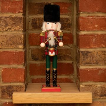 Red Tartan Nutcracker with Drum - Christmas Decoration