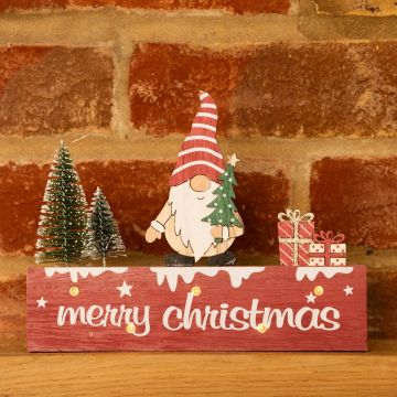 Red LED MERRY CHRISTMAS Sign with Gonk - Christmas Decoration 