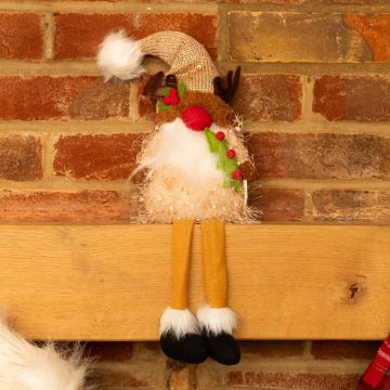 LED Gold Light Dangly Leg Reindeer Gonk - Christmas Decoration