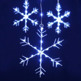 20ft Snowflake String Lights - 40 LED Warm White, Battery Powered & Waterproof For Indoor/Outdoor Christmas Decor