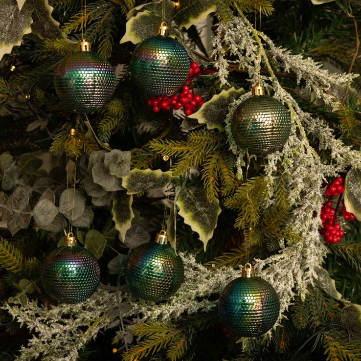 Green Iridescent Baubles - Pack of 6 - Christmas Tree Decoration main product photo
