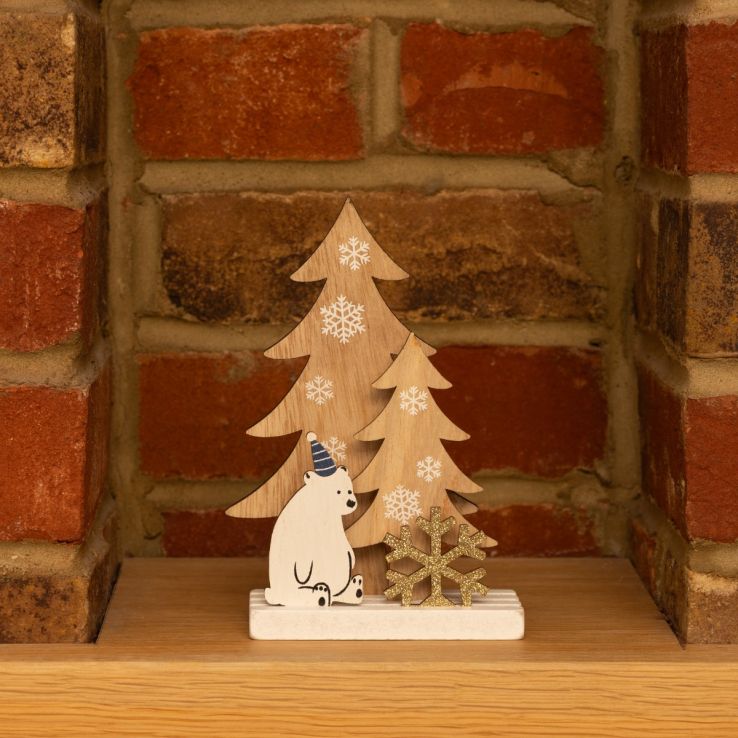 Wooden Polar Bear Ornament - Christmas Tree Decoration main product photo