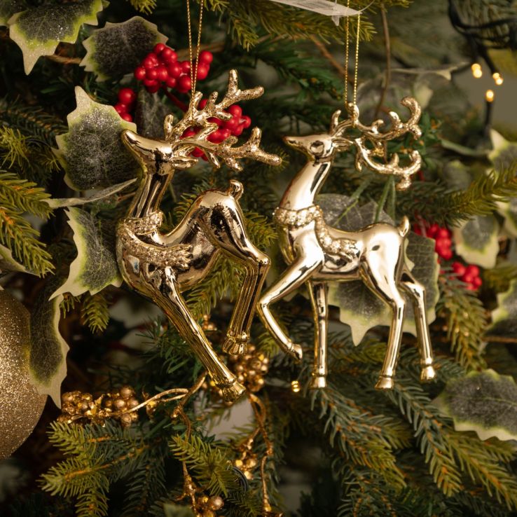 Pair Gold Electroplated Reindeer - Christmas Tree Decoration main product photo