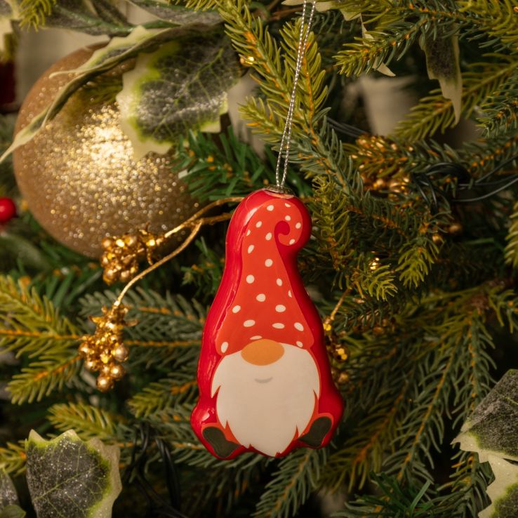 Hanging Red Decoupage Sitting Gonk - Christmas Tree Decoration main product photo