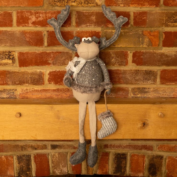 Dangly Legs Reindeer with Scarf - Christmas Decoration main product photo