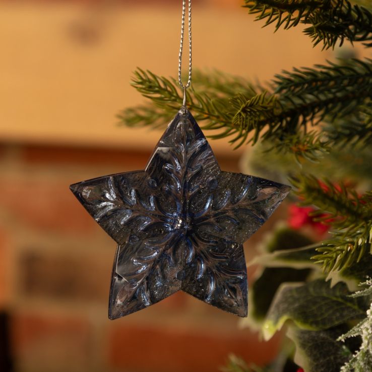 Plastic Clear Blue Star - Christmas Tree Decoration main product photo