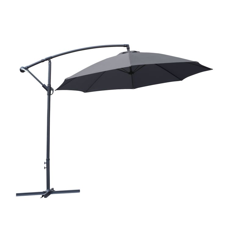 Premium Quality Banana Parasol - 2.7m Diameter in GREY - Complete with all weather cover main product photo