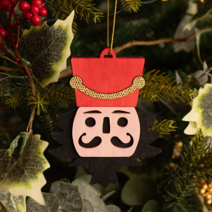 Wooden Nutcracker with Red Hat - Christmas Tree Decoration main product photo