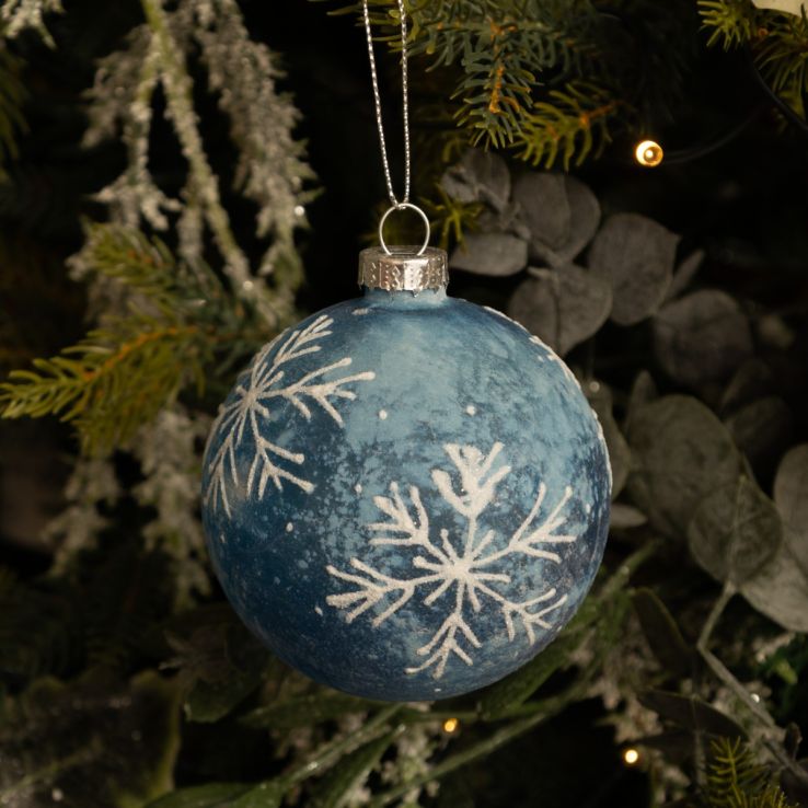 Blue Frost Snowflake Bauble - Christmas Tree Decoration  main product photo
