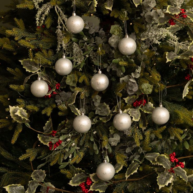 Silver Baubles - Pack of 12 - Christmas Tree Decoration main product photo