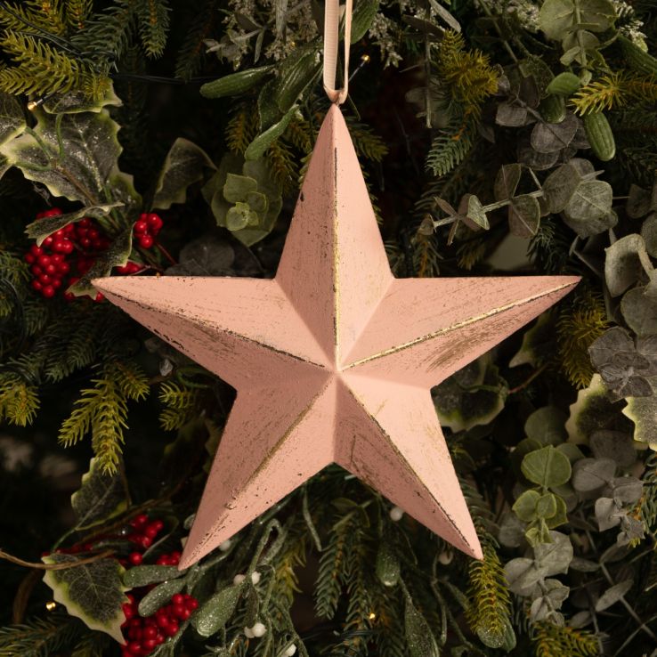 Wooden Light Pink Star - Christmas Tree Decoration main product photo