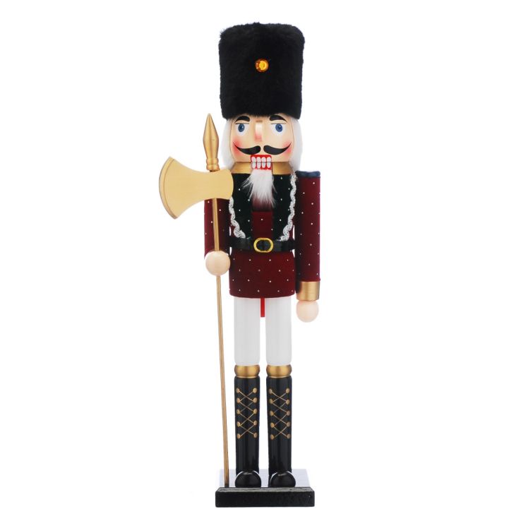 Wooden Nutcracker with Faux Fur Hat - 50cm tall - Christmas Decoration main product photo