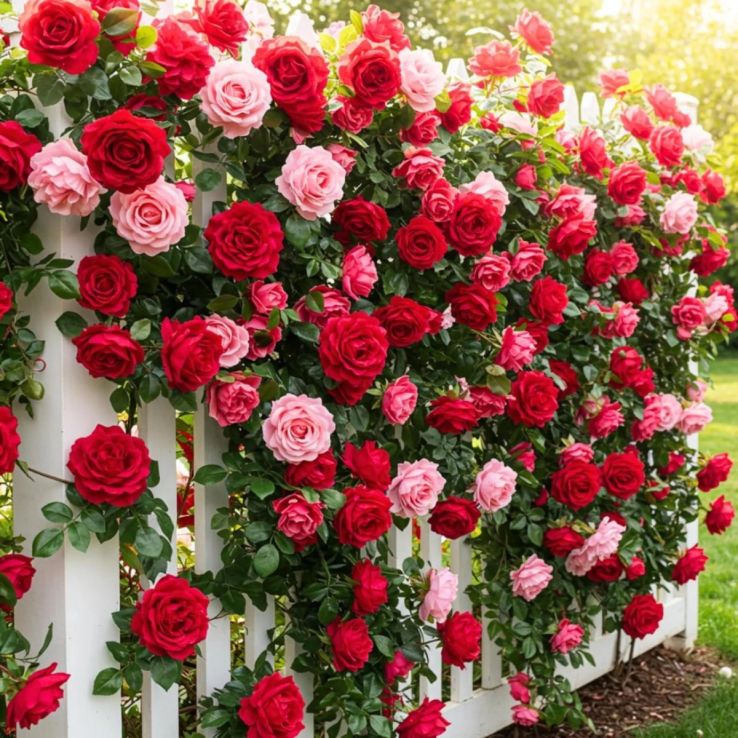 Duo Climbing Rose 'Passionate Kiss' - Red and Pink Climbing Rose main product photo