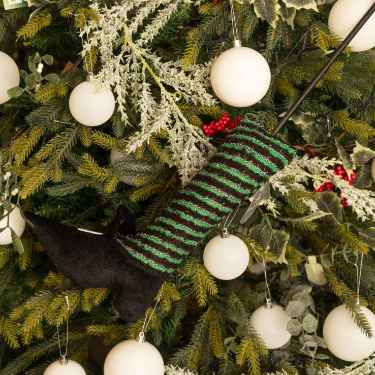 Green and Black Striped Witch Leg Pick - Halloween Decoration main product photo