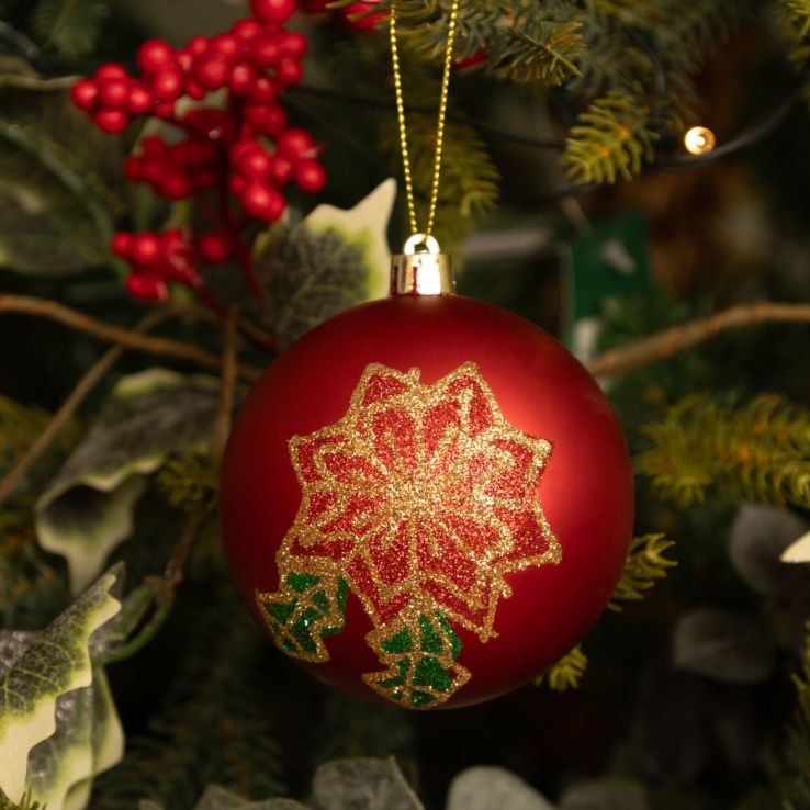 Poinsettia Design Bauble - Christmas Tree Decoration main product photo