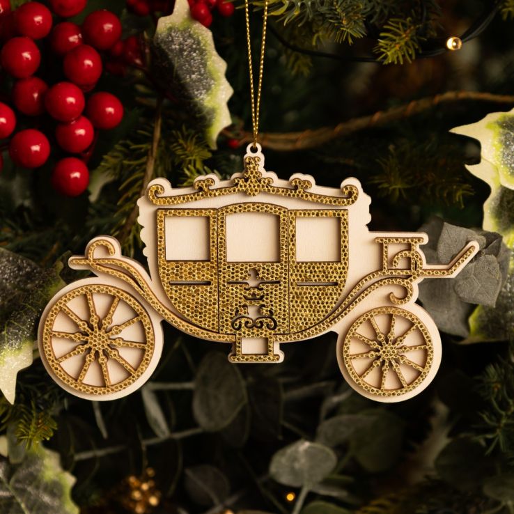 Gold & White Carriage - Christmas Tree Decoration main product photo