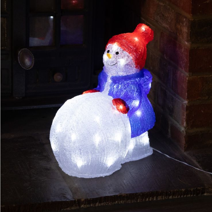 Acrylic Snowman with Snowball - Christmas Indoor Lighting main product photo