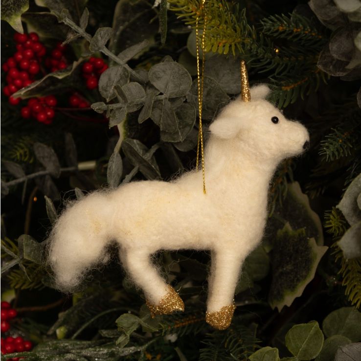 White Wool Unicorn - Christmas Tree Decoration main product photo