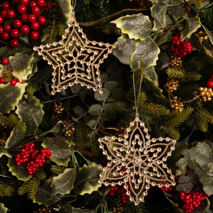 Metalic Rose Gold Stars - Christmas Tree Decoration - Pack of 2 main product photo