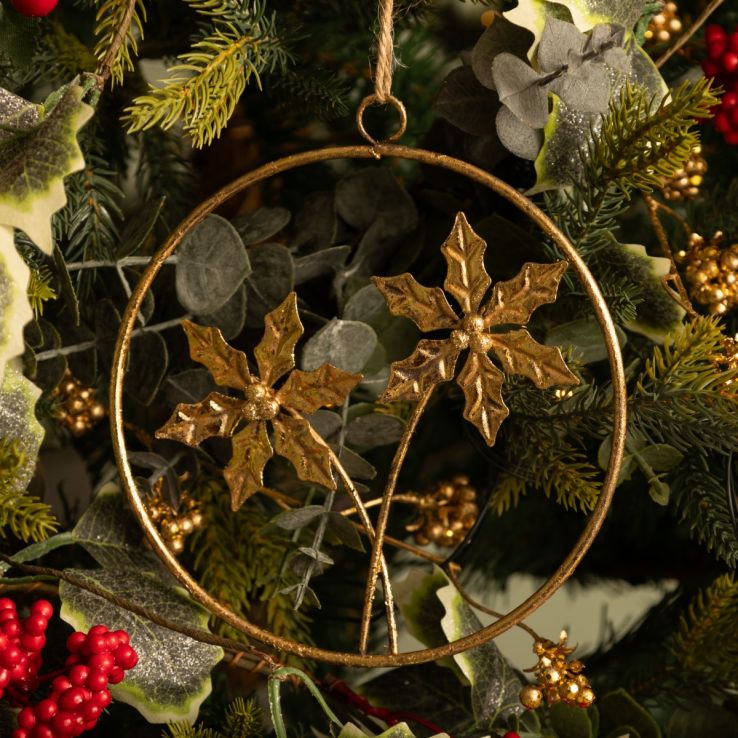 Metal Gold Ring with Flowers - Christmas Tree Decoration main product photo