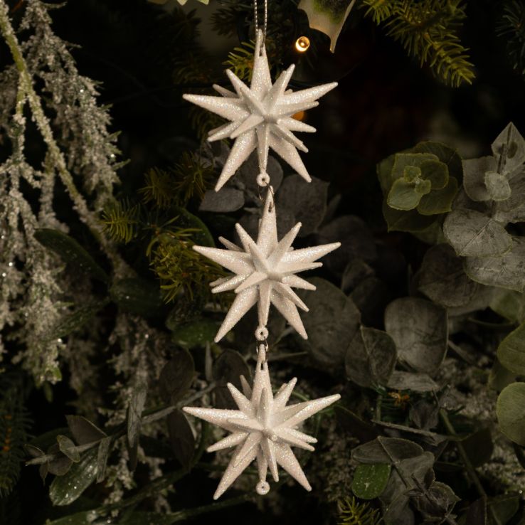 White and Iridescent Glitter Starburst drop - Christmas Tree Decoration main product photo