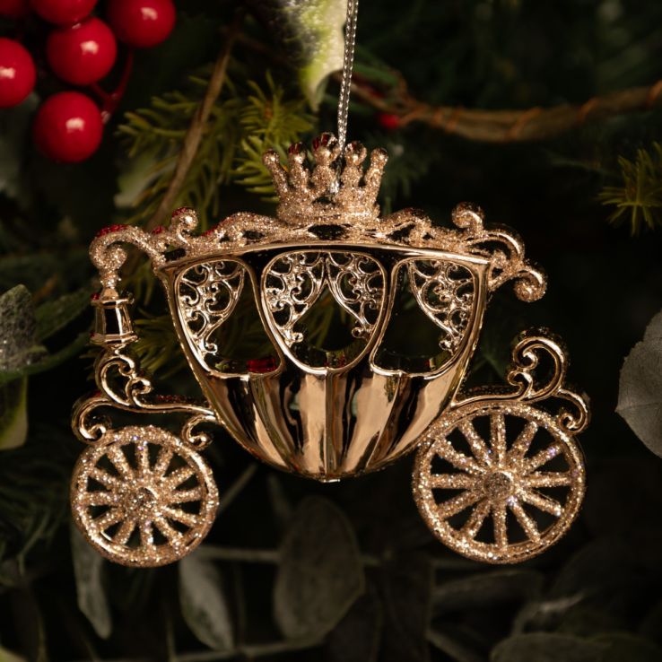 Hanging Gold Carriage - Christmas Tree Decoration main product photo