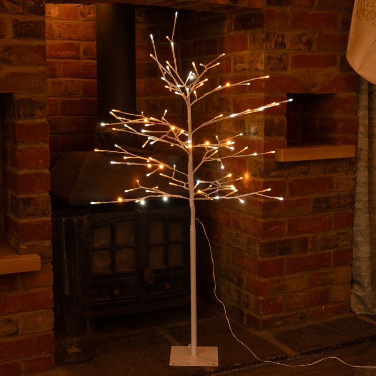 White and Warm White LED Glow Worm Twig Tree - 120cm - Christmas Decoration main product photo
