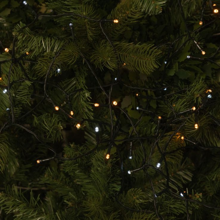 100 White and Warm White LED Timer Lights - Christmas Lights - Battery Operated main product photo