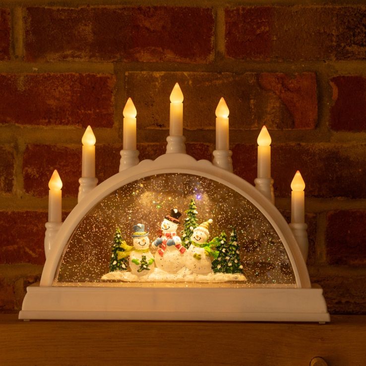 Snowman Family Water Spinner Candle Bridge - Christmas Decoration main product photo