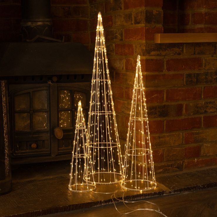 Divas World Christmas Light Up Cone House – LED Lit Xmas Ornament Lamp, Festive Home Decor