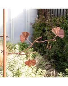 Decorative Ginkgo Design Garden Bird Feeder Dining Station in Copper