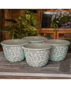 Pack Of Four - Large Brown & White Serenity Planters (30cm)
