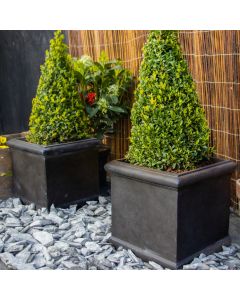 Grosvenor Faux Lead Grey Cube Planter - MEDIUM