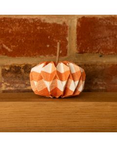 Orange and White Foldable Paper Pumpkin with Stem - Halloween Decoration