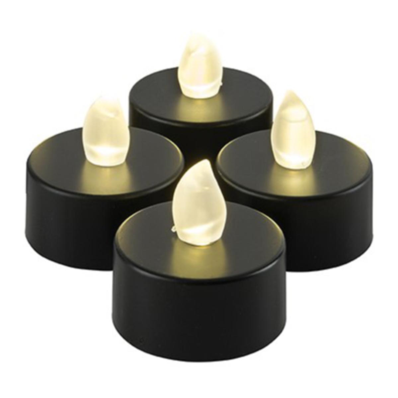 Halloween Black Flickering Tea Lights Pack of 4