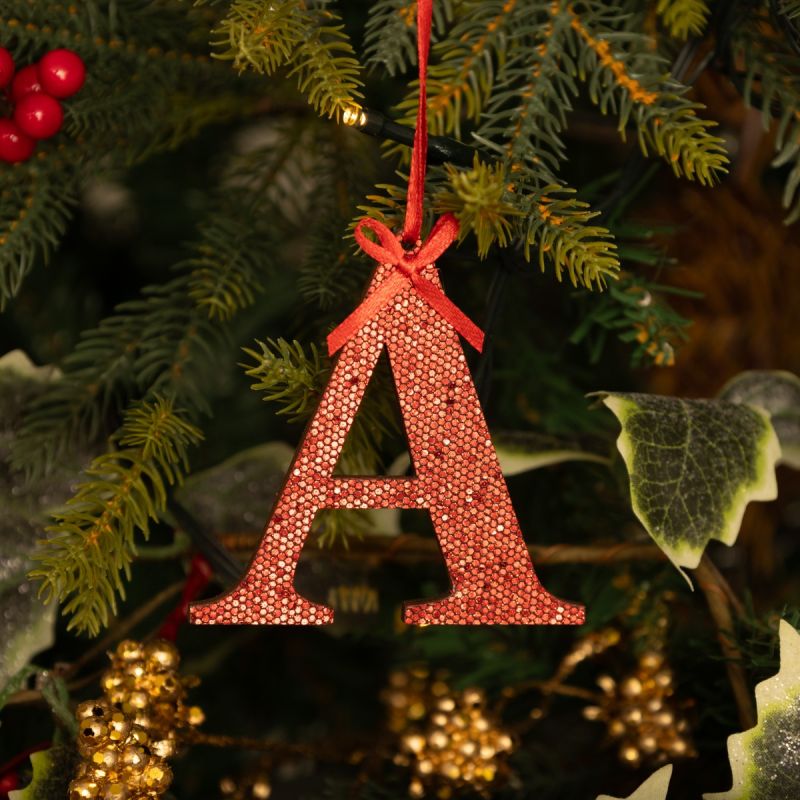 Red Wooden Letter A - Christmas Tree Decoration