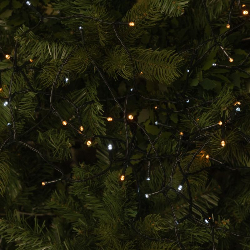 100 White and Warm White LED Timer Lights - Christmas Lights - Battery ...