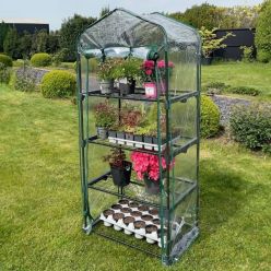 Large Four Tier Mini Greenhouse with Heavy Duty Clear Cover - Outdoor Garden Plant Grow House