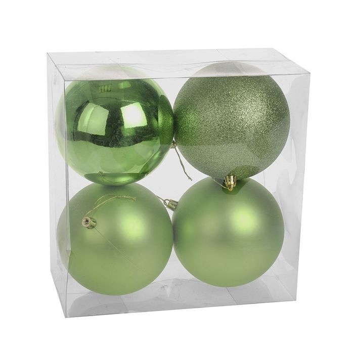 SPECIAL CHRISTMAS DEAL Christmas Decorations Green Baubles Pack of 4