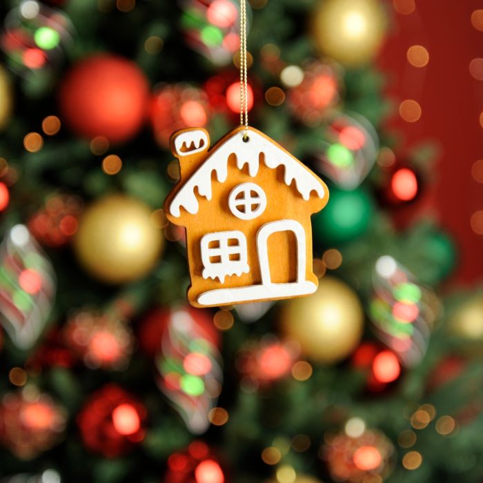 Christmas Tree Decorations Wooden Gingerbread House