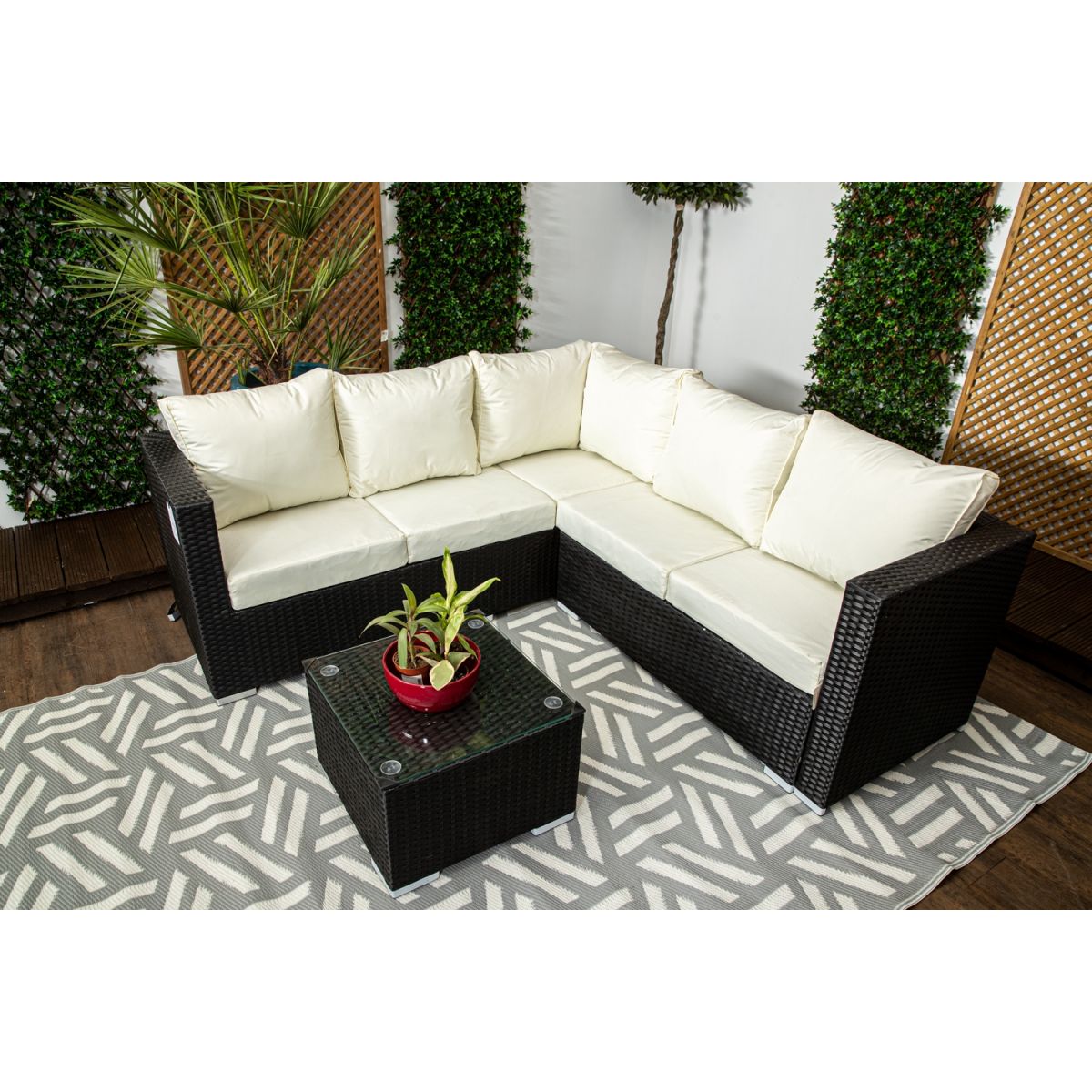 Black rattan corner best sale