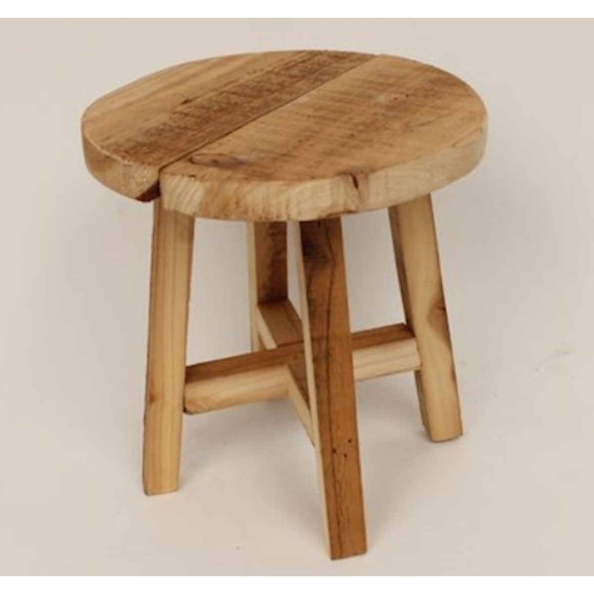 Large Solid Wood Round Stool