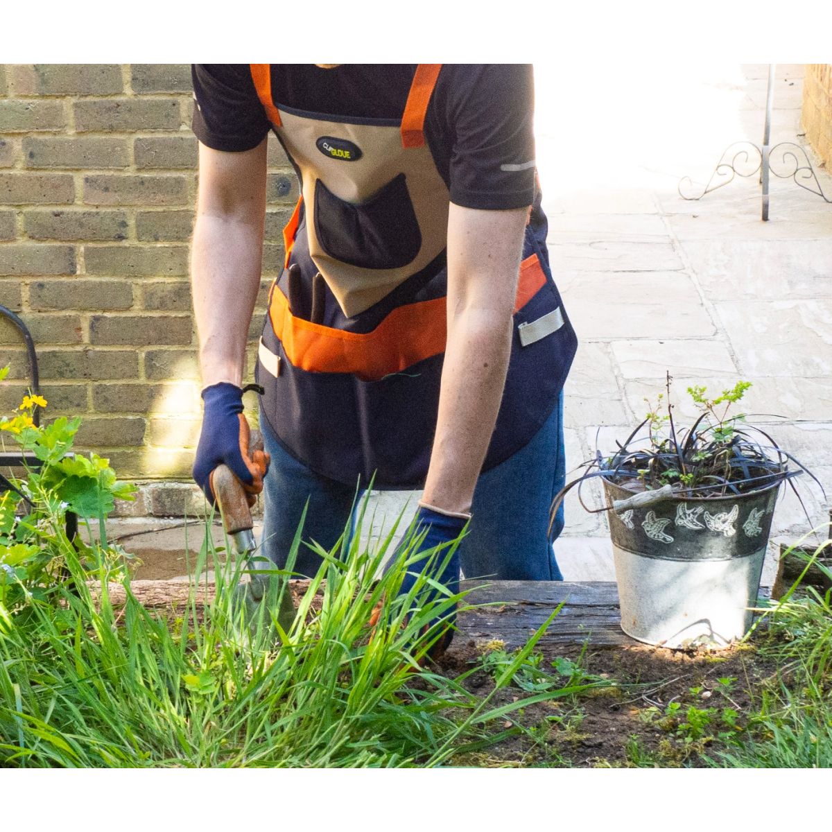 Premium Orange & Navy Short Gardening Apron