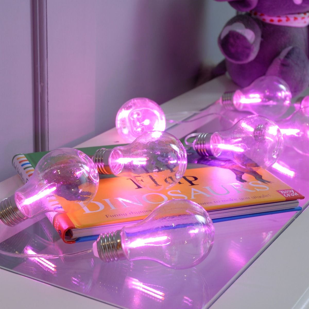 Christmas Tree String Light - 10 Edison Bulb Pink Led Lights