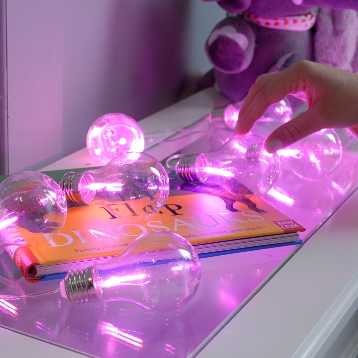 Christmas Tree String Light - 10 Edison Bulb Pink Led Lights