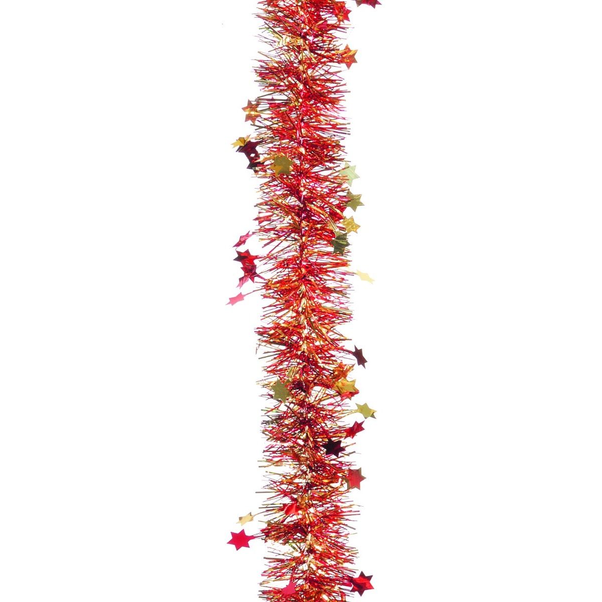 Christmas Tree Decoration - Extra Long Red and Gold Star Tinsel - 10m